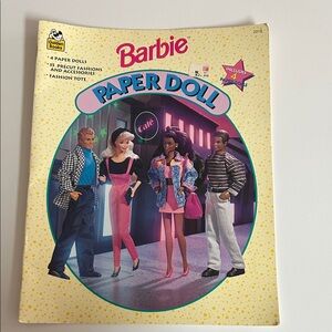 NWT VINTAGE Barbie Paper Doll Set with Pink and Blue Outfits